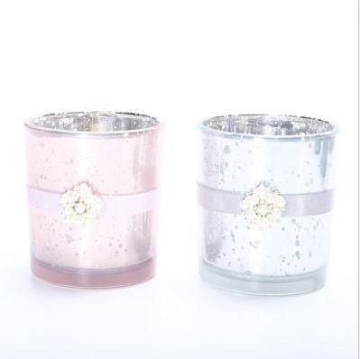 Home Decoration Glassware Electroplated Glass Candle Jar Candle Holder