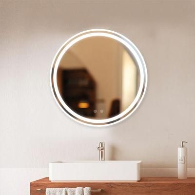Modern Luxury Polished Silvered Round Bathroom Mirror Frameless