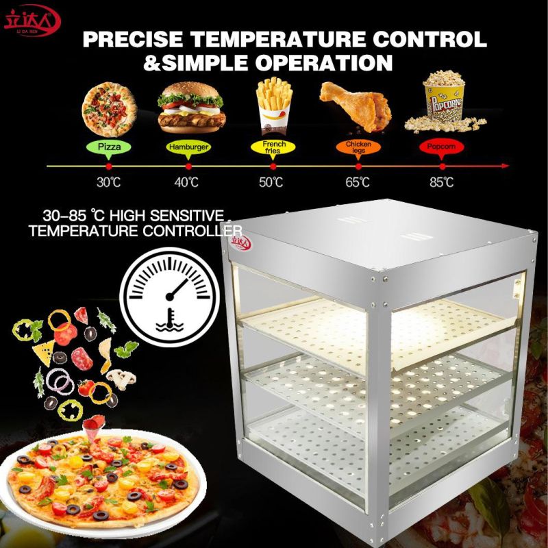 Restaurant Equipment Commercial Kfc Food Display Warmer / Warming Showcase / Fried Chicken Warmer Glass Display Kitchen Cabinets