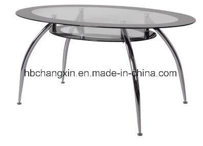 Oval Tempered Glass Top Round Dining Table