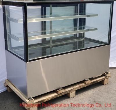 Commercial Kitchen Stainless Steel Cake Display Refrigerator Showcase Glass Dessert Cabinet for Bakery House