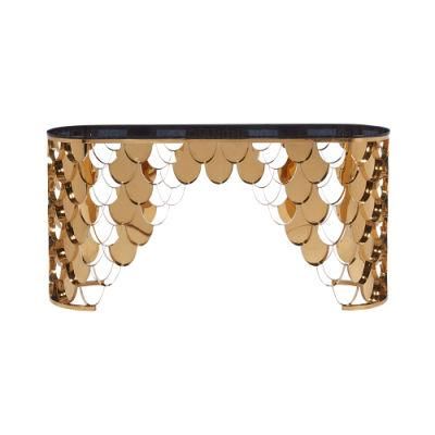 Luxury Home Furniture Gold Black Mirrored Console Table Set