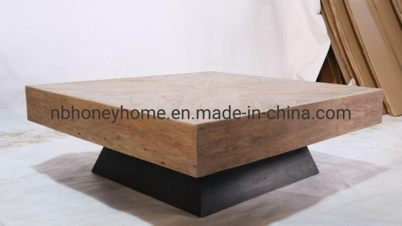 Natural Elm Top Black Elm Base New Design Coffee Table