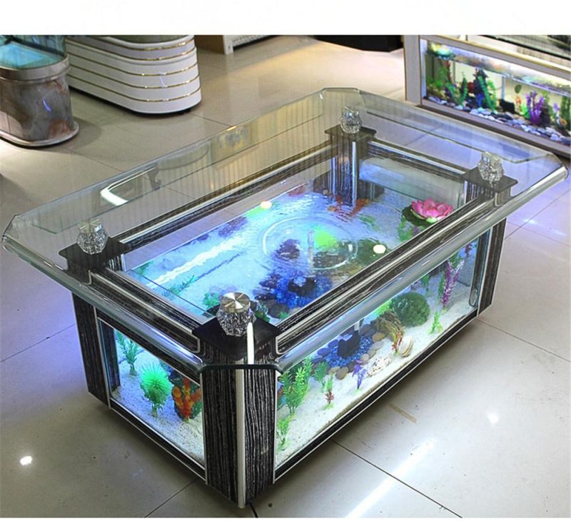 Home Furniture Luxury High Glass Acrylic Aquarium Dinner Table