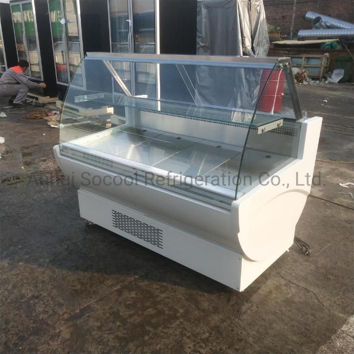 Front Curved Glass Slim Meat Showcase with Integral R290 Secop Compressor