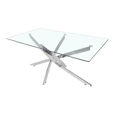 Clear Transparent Tempered Dining Furniture Glass Table