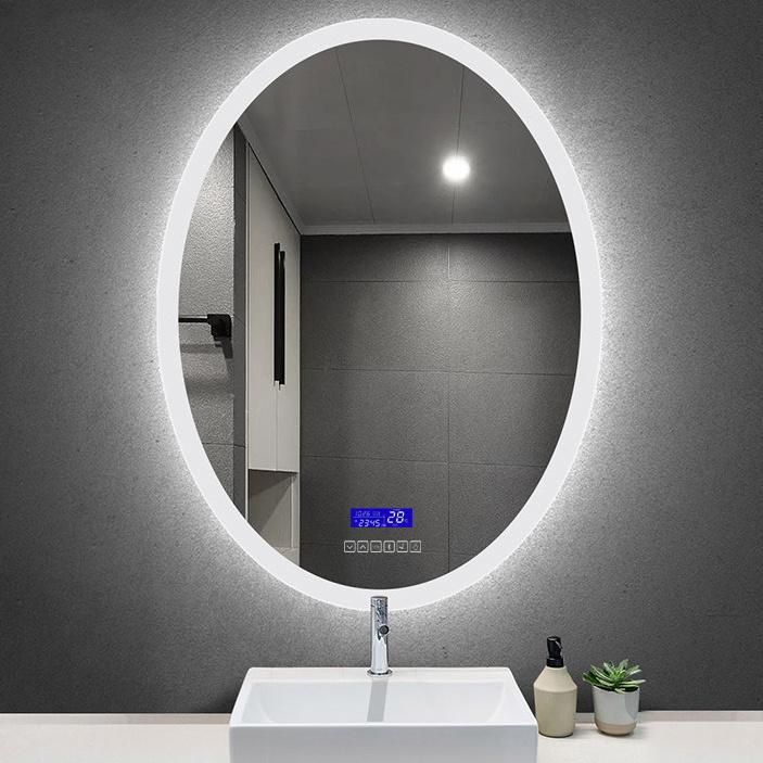 Woman Oval LED Bathroom Mirror Illuminated with Defogger and Dimming