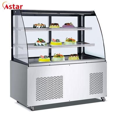 Transparent Tempered Glass Commercial Refrigerator Cake Display Showcase