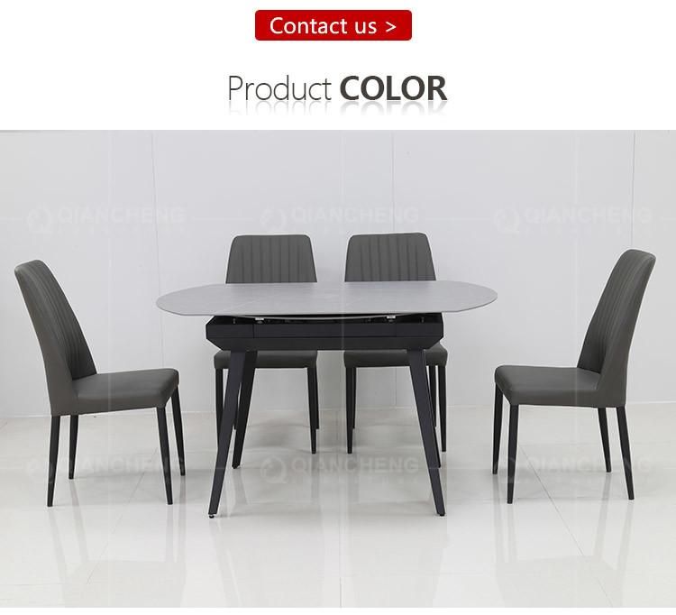 Modern Dining Room Furniture Grey Stone Top Extendable Dining Table Set