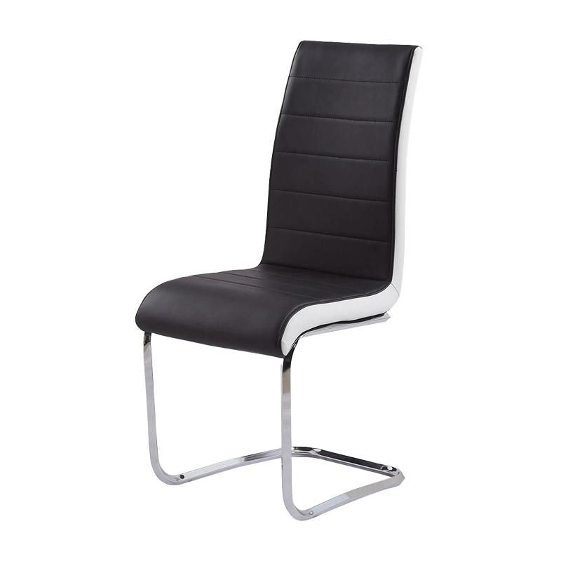 Modern Home Hotel Leisure Office Furniture Single Person High Back PU Leather Chrome Dining Chair Office Chair Dining Chair