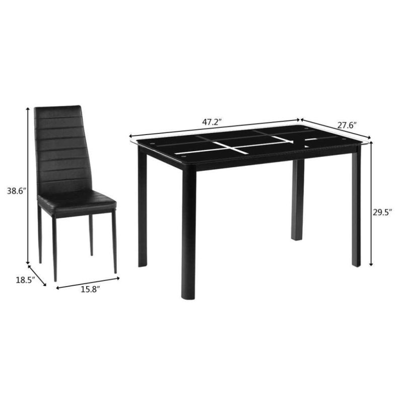 Contemporary Patio Furniture Wholesale Home Furniture Glass Dining Table with Black Iron Legs