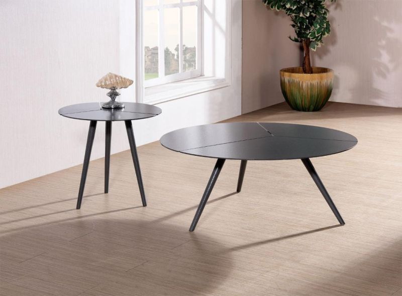 Beautiful Designs Glass Round Coffee Table with Metal Base