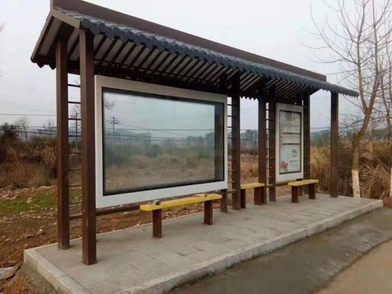 Bus Shelter Manufacturer Design Customized Modern Stainless Steel, Tempered Glass Waiting Pavilion for Bus Shelter