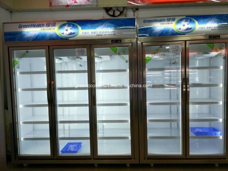 Green&Health 3 Doors Commercial Vertical Upright Glass Door Display Showcase Freezer