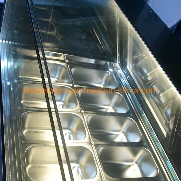 Right Angle Black 12 Pans Gelato Ice Cream Showcase
