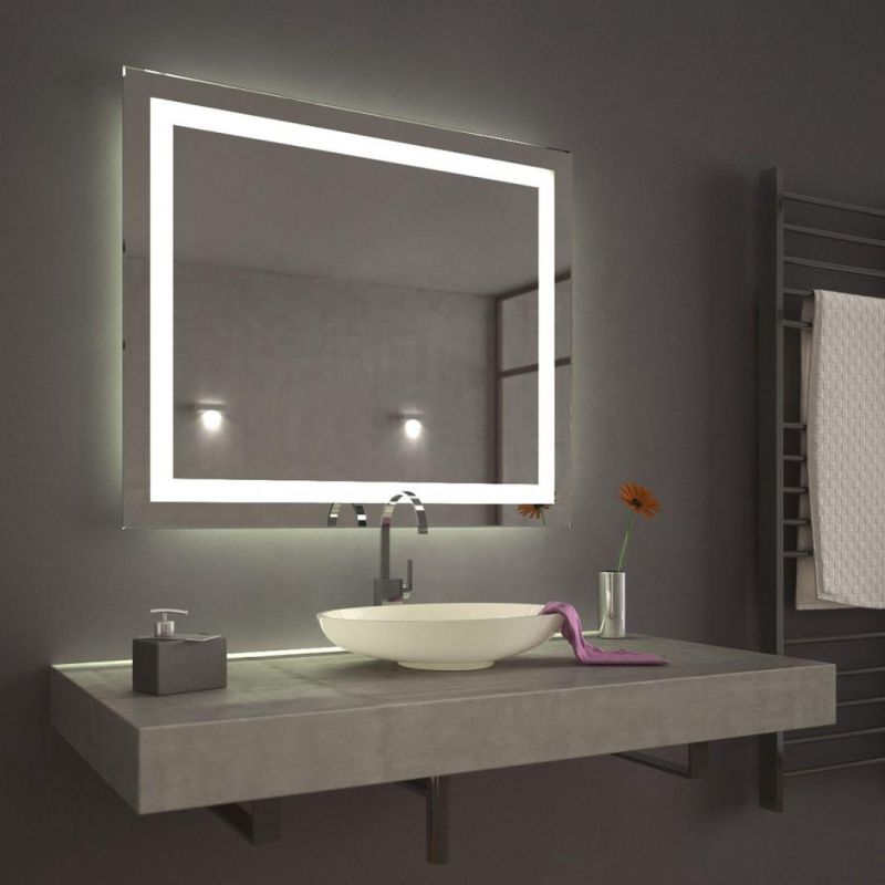 Factory Real Shooting Foreign Trade Export LED Backlit Glass Bathroom Mirror Touch Switch Square Smart Mirror