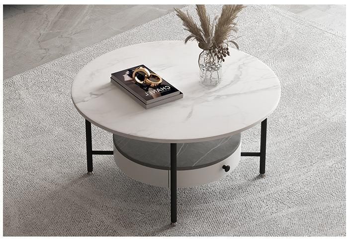 Metal Center Coffee Tables with Drawer Modern Luxury Glass Coffee Table and TV Stand