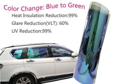 Blue to Green Scartch Proof Solar Window Chameleon Tint Film