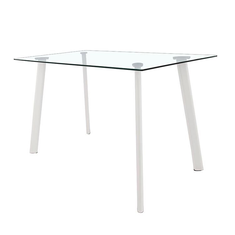 Modern Tempered Transparent Square Glass Dining Table