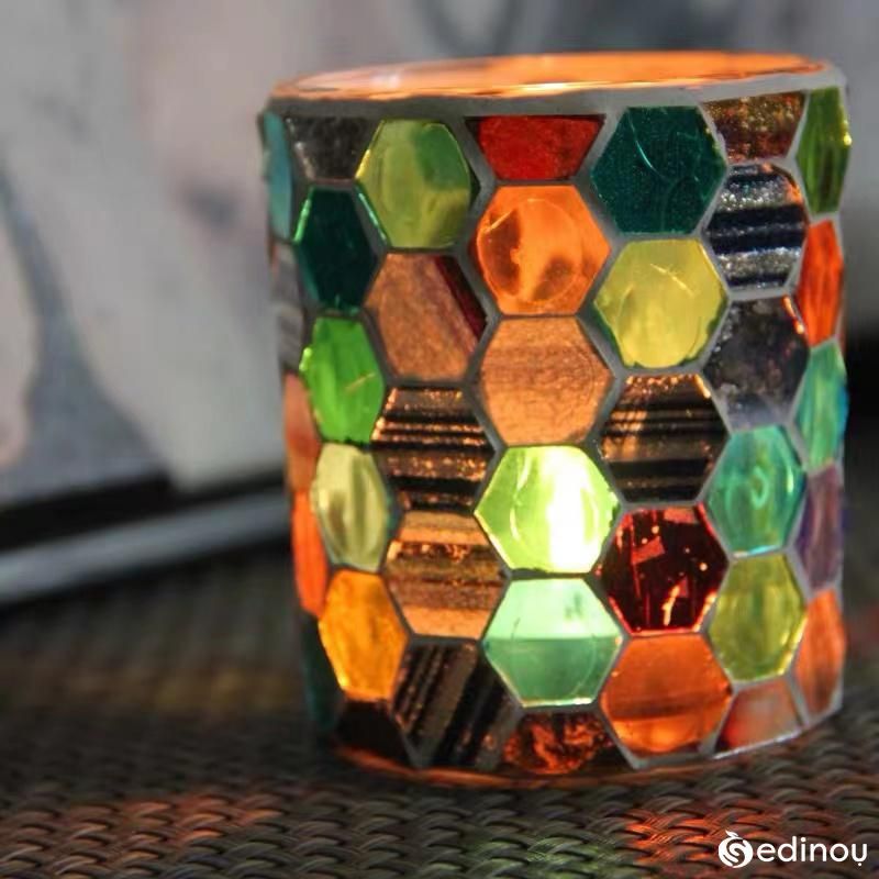 Home Decoration Glassware Candle Jar Home Decor Glass Jar Hand Made Colour Candle Holder