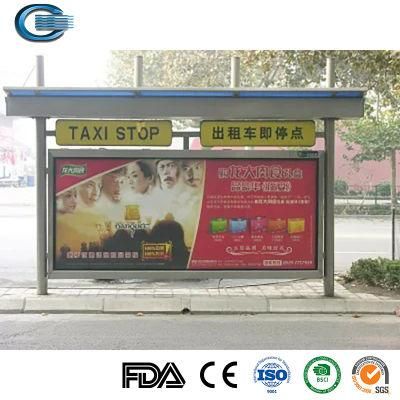 Huasheng Solar Powered Bus Shelter China Bus Station Shelter Suppliers Public Spaces Bus Stop Advertising Red The Tram Bus Shelter