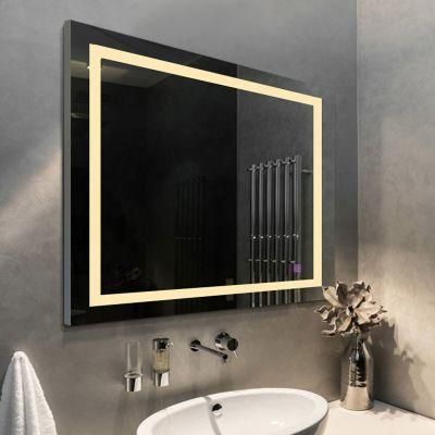 Music Mirror with Time Display Wall Mounted Bathroom Smart Mirror LED Lighted Bath Mirror Hot Sale Hotel Luxury Silver Glass