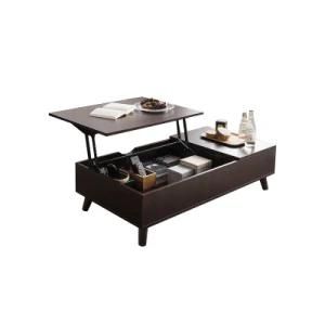 Living Room Square Wood Coffee Table with Metal Base Wholesale