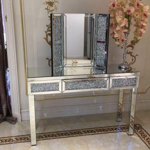 Diamond Crush Mirrored Dresser Luxury Bedroom Dressing Table