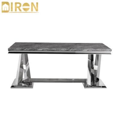 China Manufacturer Stainless Steel Synthetic Marble Dining Table