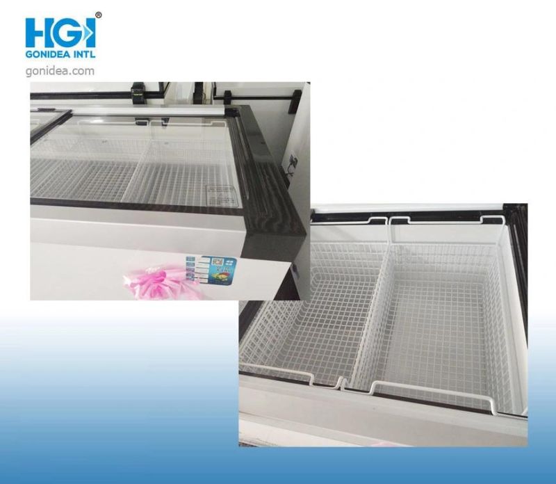 Hgi Commercial Slidding Glass Door Deep Freezer Manufacturer Free Standing Chest Showcase