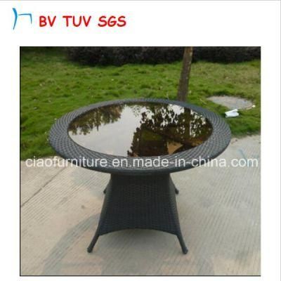 Round Garden Outdoor Table with Glass Top