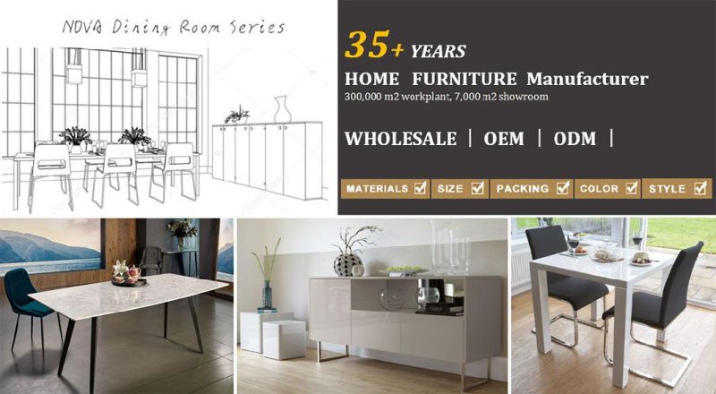 Nova Modern Design Rectangle White Melamine Finish Dining Room Furniture Table for Made in China