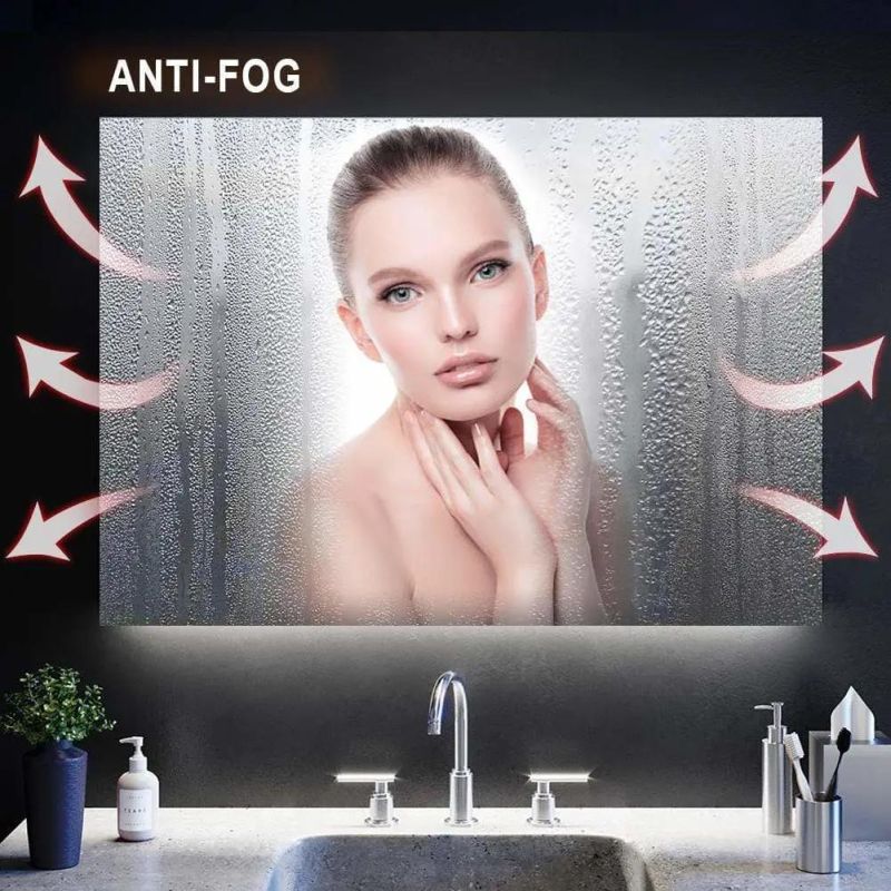 Rectangle LED Infinity Bathroom Mirror Wall Mounted with Light Anti Fog Bathroom Makeup Mirror