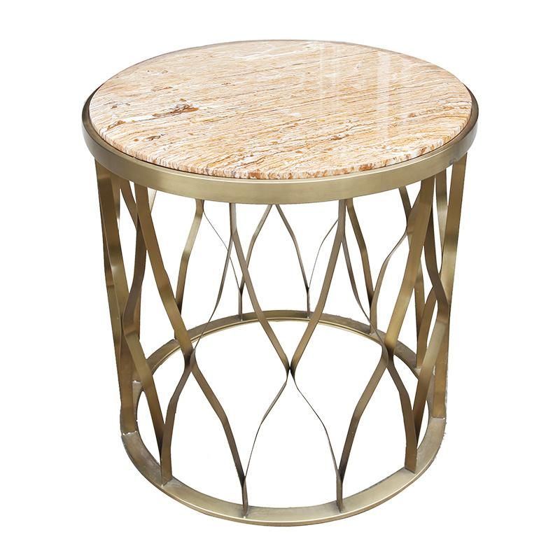 Nordic Modern Round Mini Metal Coffee Table Tables with White Marble