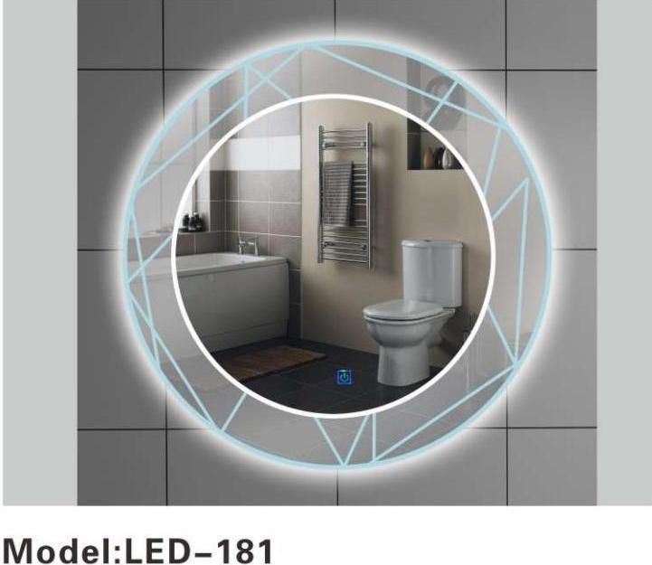Round Diamond LED Backlit Decorative Smart Wall Glass Bathroom Mirror