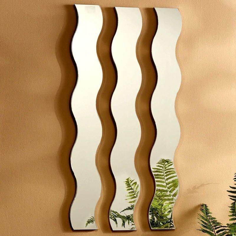 3mm Decorative Bathroom S Shape Wave Mirror with Hangers