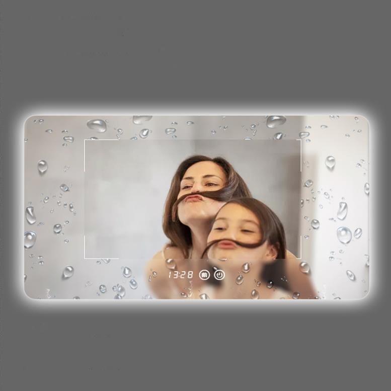 Kamali Custom Simple Design Hotel Rectangular Luxury Illuminated Defog Glass Backlit Bathroom Wall Mounted Smart LED Mirror