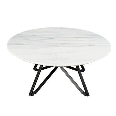 Wholesale Tempered Glass with 3D Marble Printing Top Furniture Living Room Coffee Table Round