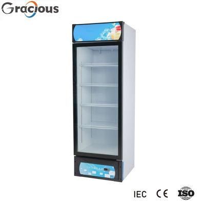 238L Glass Door Vertical Display Showcase Cooler for Supermarket