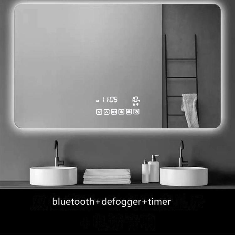 Wall Silver Smart LED Laminated Defogger Timer Furniture Bathroom Mirror