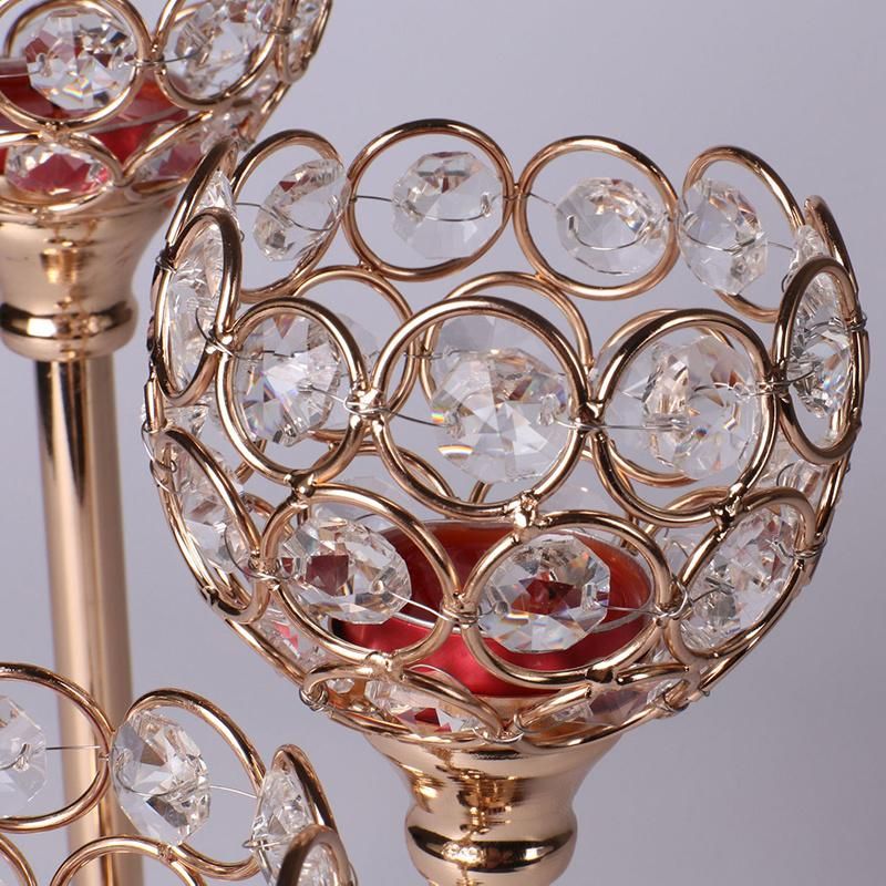 High Quality Natural Crystal Ball Brass Candlestick Holder
