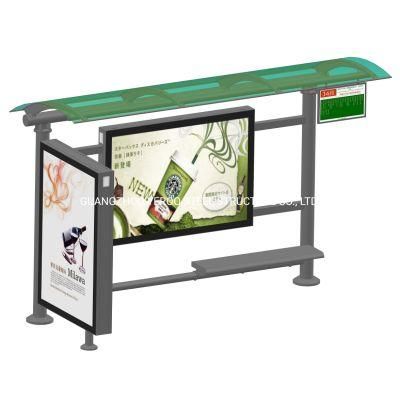 Metal Bus Stop Shelter Tempered Glass Light Box