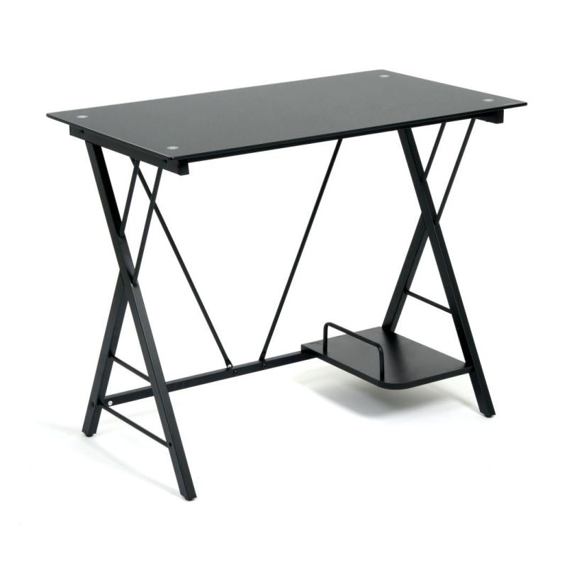 Home Office Furniture Glass Top Computer Table