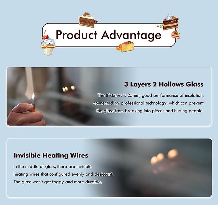High Quality Kitchen Equipment Glass Sliding Door Display Case Refrigerator Cake Display Showcase Air Cooler