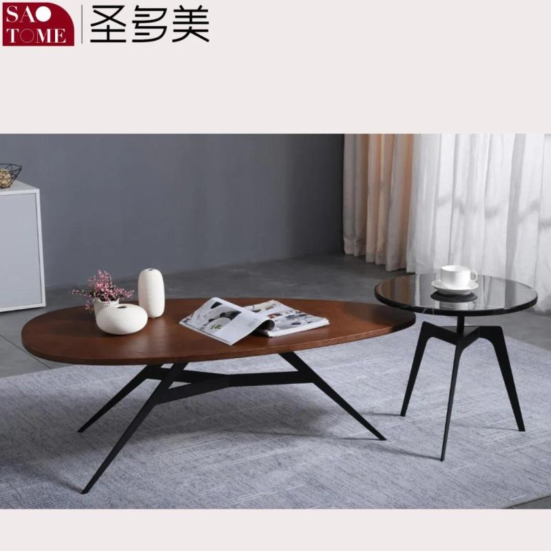 Modern Simple Luxury Living Room Furniture Walnut Water Drop-Shaped Solid Wood Coffee Table