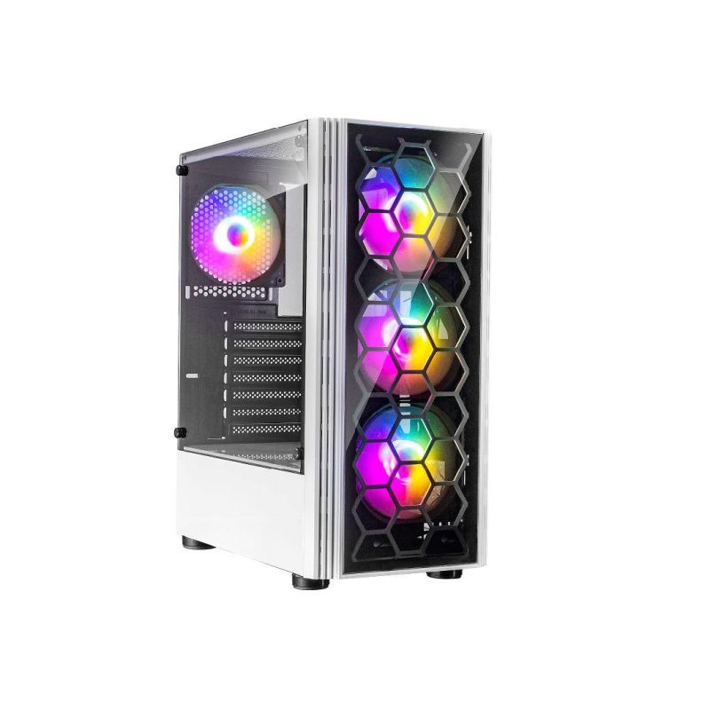 PC Cabinet Tempered Glass ATX Gamer Computer Case with RGB Fan