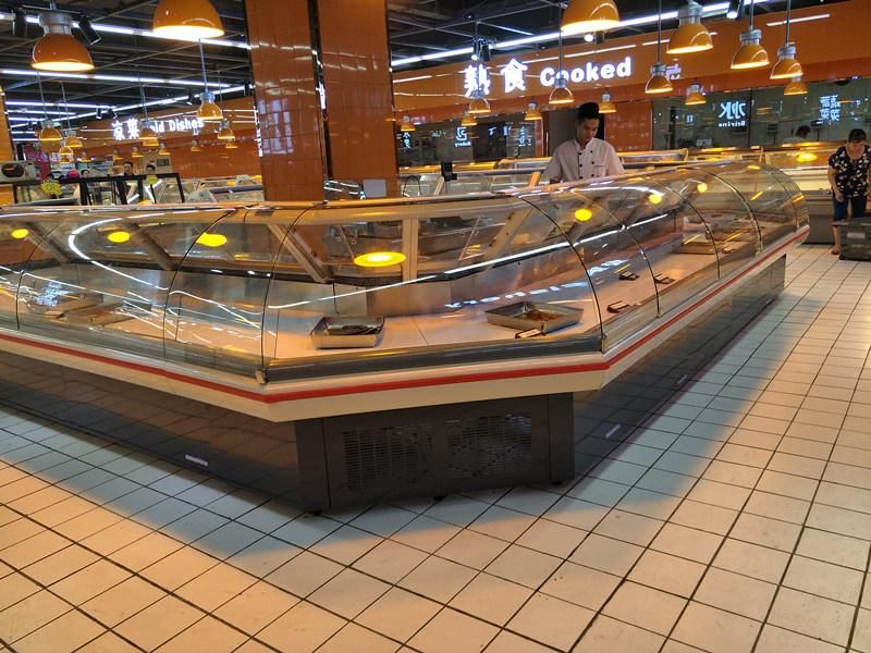 Commercial Supermarket Open Top Fresh Meat Chiller Display Freezer Showcase