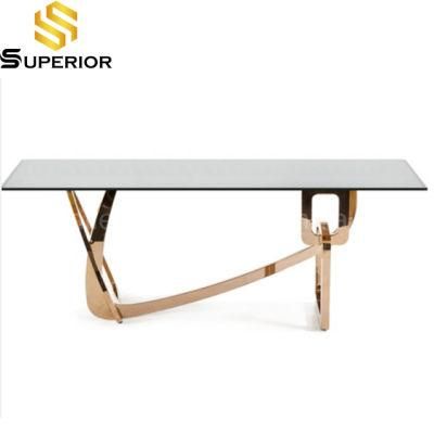 Dining Room Furniture Long Dining Table with Tempered Glass Top
