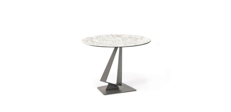 Cfd-10A Dining Table //Toughened Glass Top//Metal Coating Base