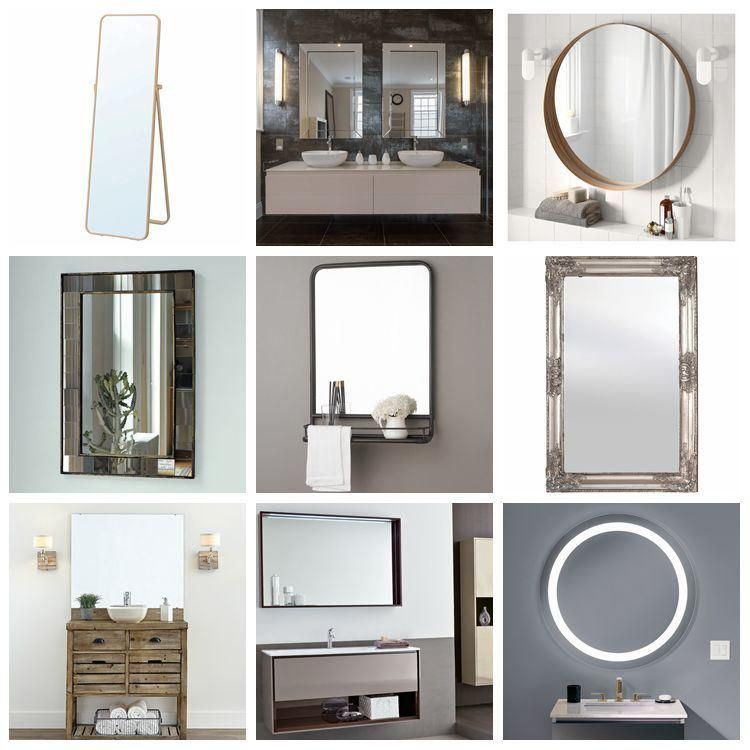 2-6mm Home Decoration Bathroom Furniture Wall Mounted Framed Glass Mirror